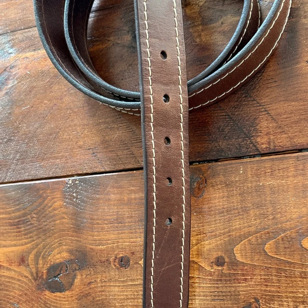 FootJoy Dark Brown Leather Belt with White Stitching Size 42